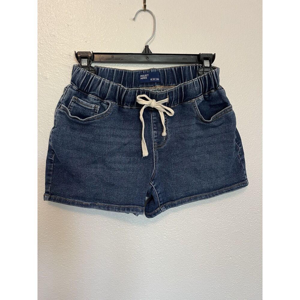 Maternity Project Indigo NO. 001-DNM Women's Blue Denim Drawstring Shorts XS